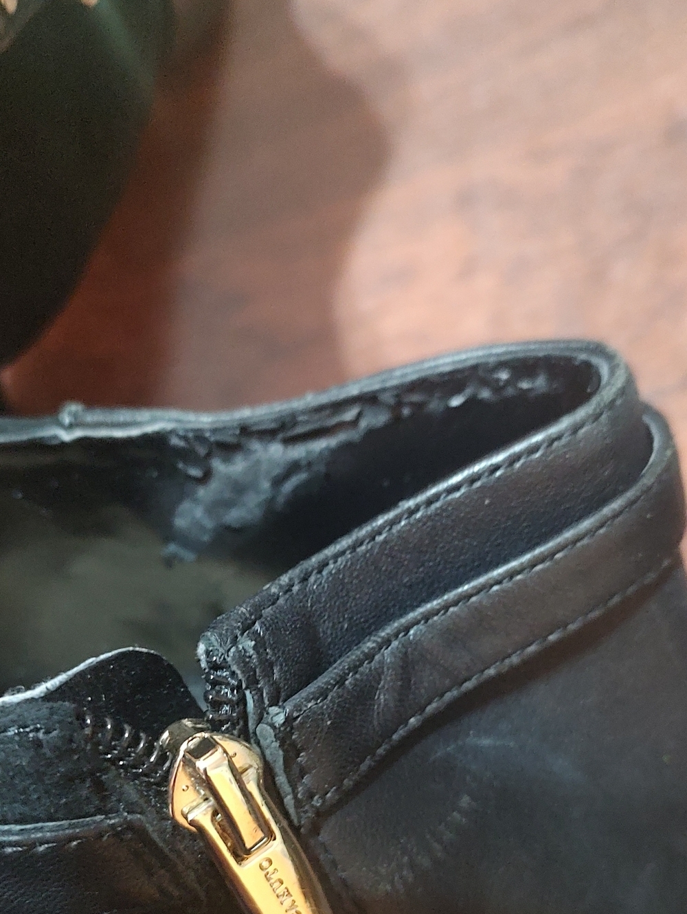 Sergio Rossi Black Leather Ankle Mules with Gold Zipper Detail - Picture 5 of 6